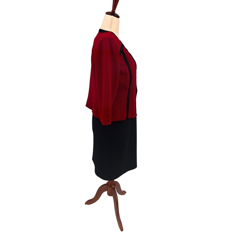 Studio One New York Dress & Jacket Set Womens 12 Cranberry Black Gold Buckle 2Pc - Picture 4 of 14